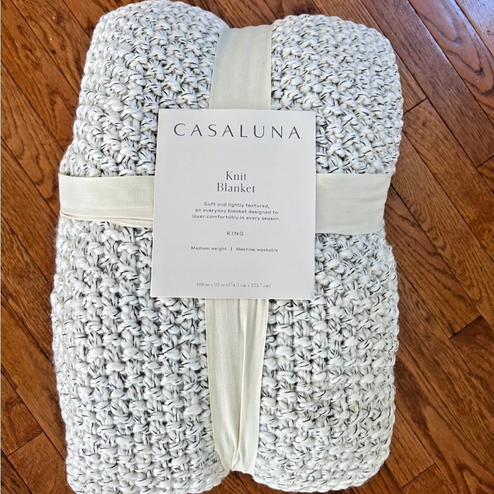 Casaluna Chunky Knit King Bed Blanket - 108x92, Marled Gray